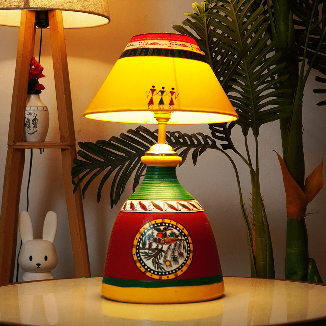 Solara FolkGlow Lamp – Handpainted Ethnic Decor Light - Memories InsiteSOLARA FOLKGLOW LAMP - ( YELLOW & RED)